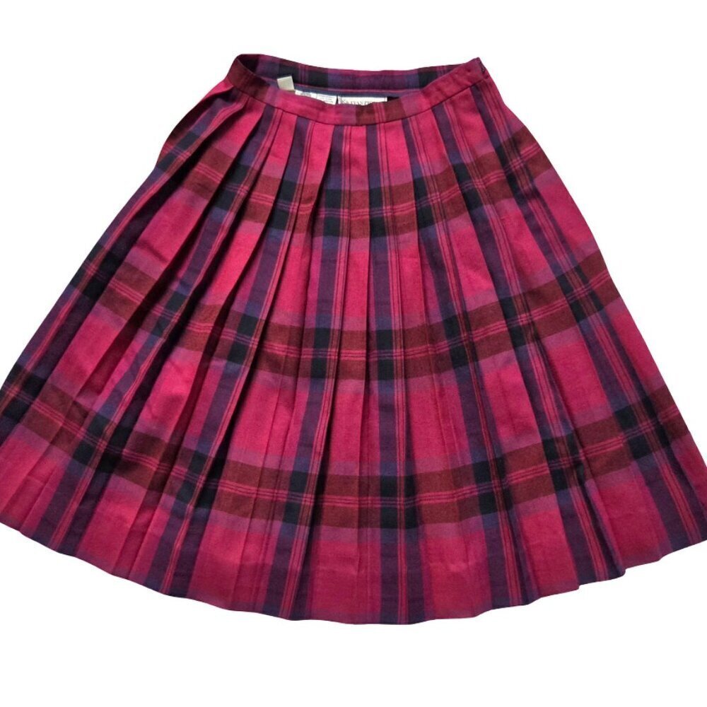 Vintage Evan-Picone Pleated Skirt 14 Worsted Wool Pink USA Midi Skirt 70s/80s